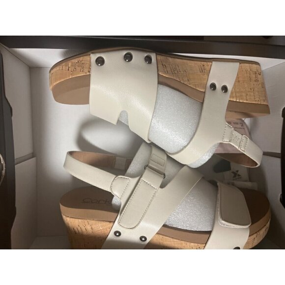 nwt ivory wedge heel sandals by corkys in ivory white - Picture 1 of 6